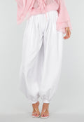 NEW010726 Witte Plooibroek met Elastische Boorden en Hoge Taille