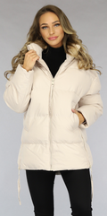Beige Gewatteerde Winterjas zonder Cappuchon
