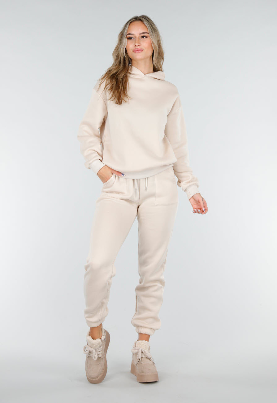 Beige Joggingpak met Hoodie