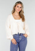 Beige Gebreid Vest met Strik aan de Voorzijde