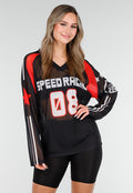 Zwarte Jersey Top met Lange Mouwen en Print