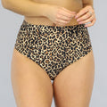 High Waist Luipaardprint Bikinibroekje met Plooitjes