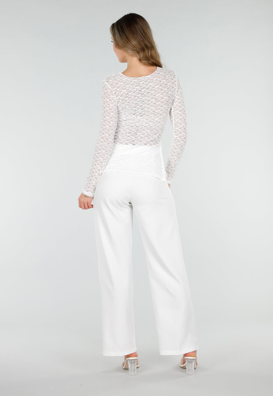 Witte Kanten Top met Splitten