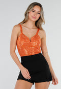 Oranje Glitter Body met Diepe V Hals