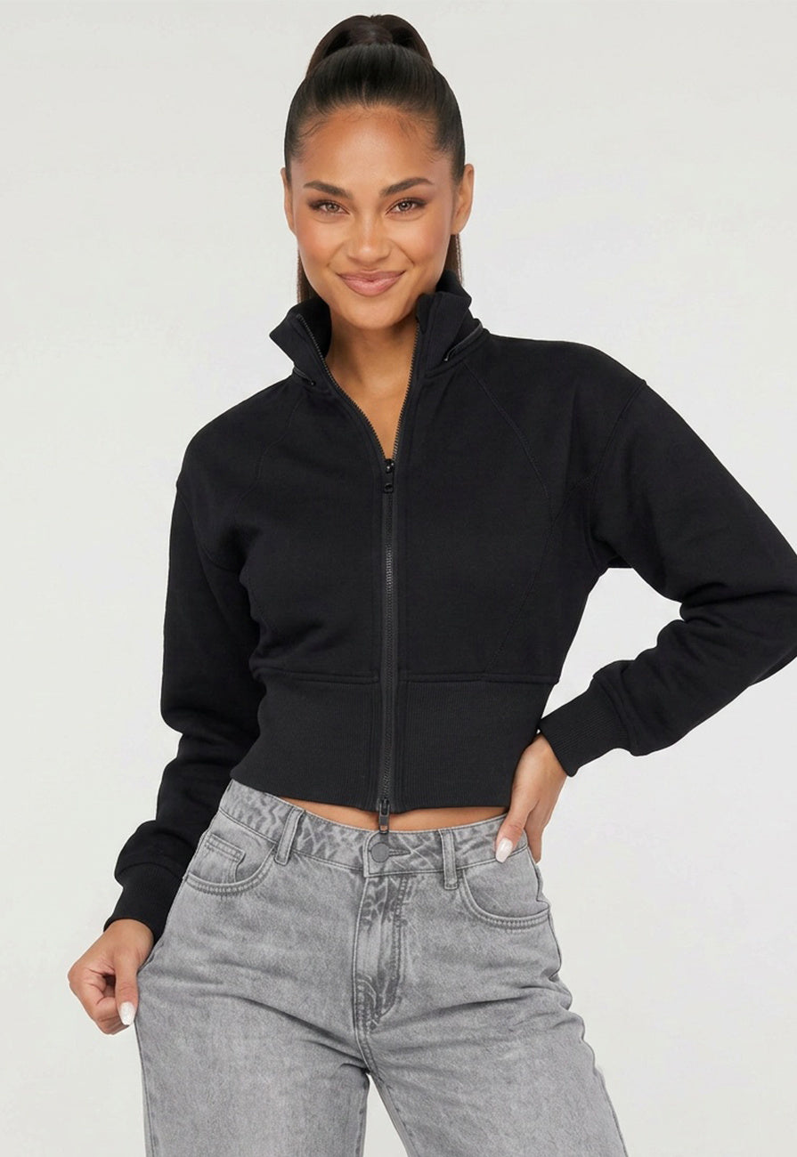 Zwart Vest in Kort Model met Afneembare Capuchon
