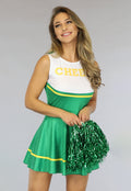 Groen Cheerleader Kostuum met Bijpassende Pompoms