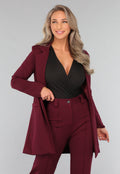 Halflange Burgundy Blazer met Stretch