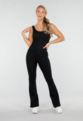 Zwarte Pilates Jumpsuit Met Flared Pijpen en Open Rug