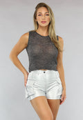 Zwarte Fijngebreide Mouwloze Glitter Top
