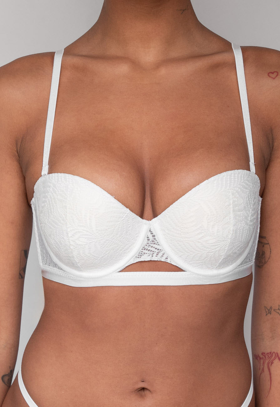 Witte Kanten Push-Up BH met Beugel en Afneembare Bandjes