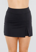 Zwarte Skort met Split en Elastische Tailleband