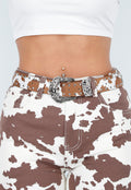 Bruine Western Riem met Koeienprint