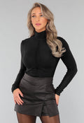 Zwarte Longsleeve Top met Col