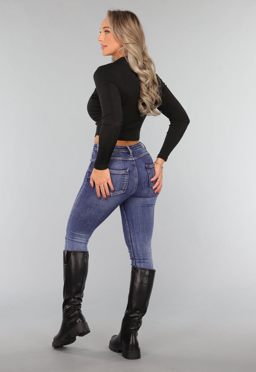 Zwarte Glans Top met Geplooid Detail