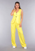 Gilet Co Ord Set met Pantalon in Geel