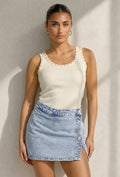 Lichtgele Rib Tank Top met Glitters en Aansluitende Pasvorm