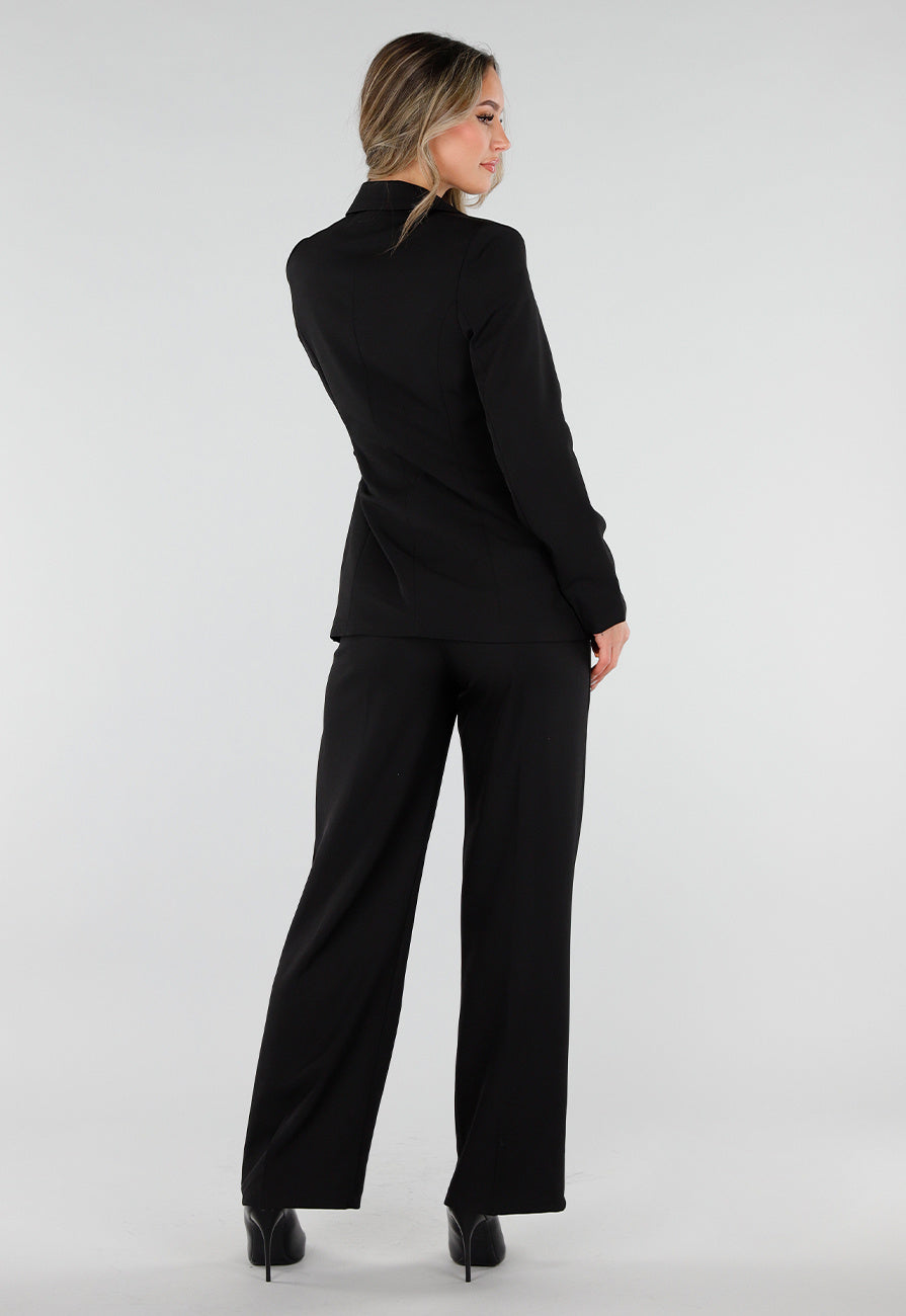 Zwarte Blazer met Goudkleurige Gesp Ceintuur