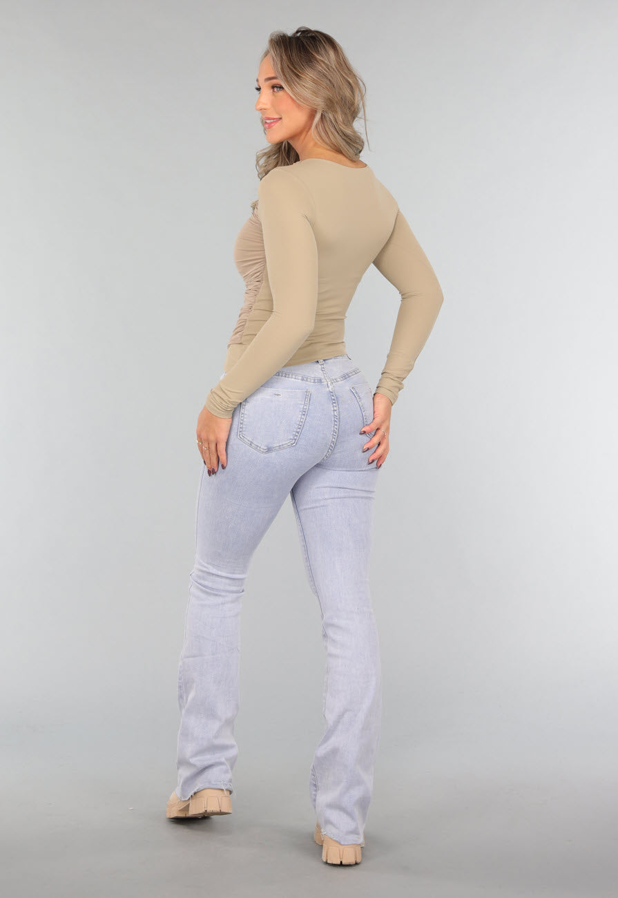 Khaki Padded Top met Mesh Details