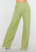 High Waist Olijfgroene Broek met een Linnenlook