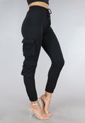 Zwarte Highwaist Cargo Broek met Zakken