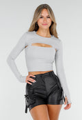 Lichtgrijze Sportieve Stretch Bolero