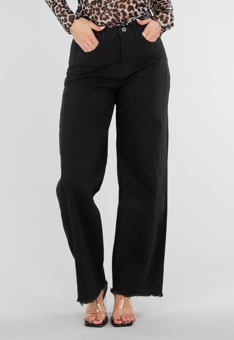 Zwarte High Waist Jeans met Rechte Pijpen