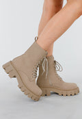 Beige Veterlaarzen met Grove Zool en Rits