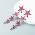Roze Lange Sterren Oorhangers