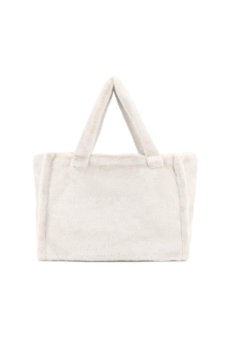 Witte Shopper Tas met Zachte Imitatiebontstructuur