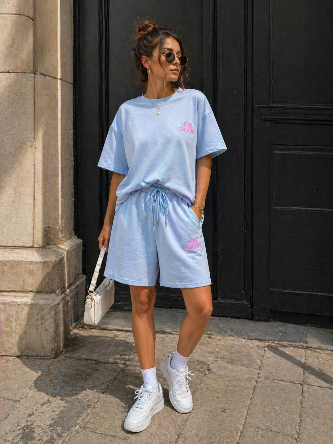 Lichtblauwe Two Piece Set met T-Shirt en Shorts