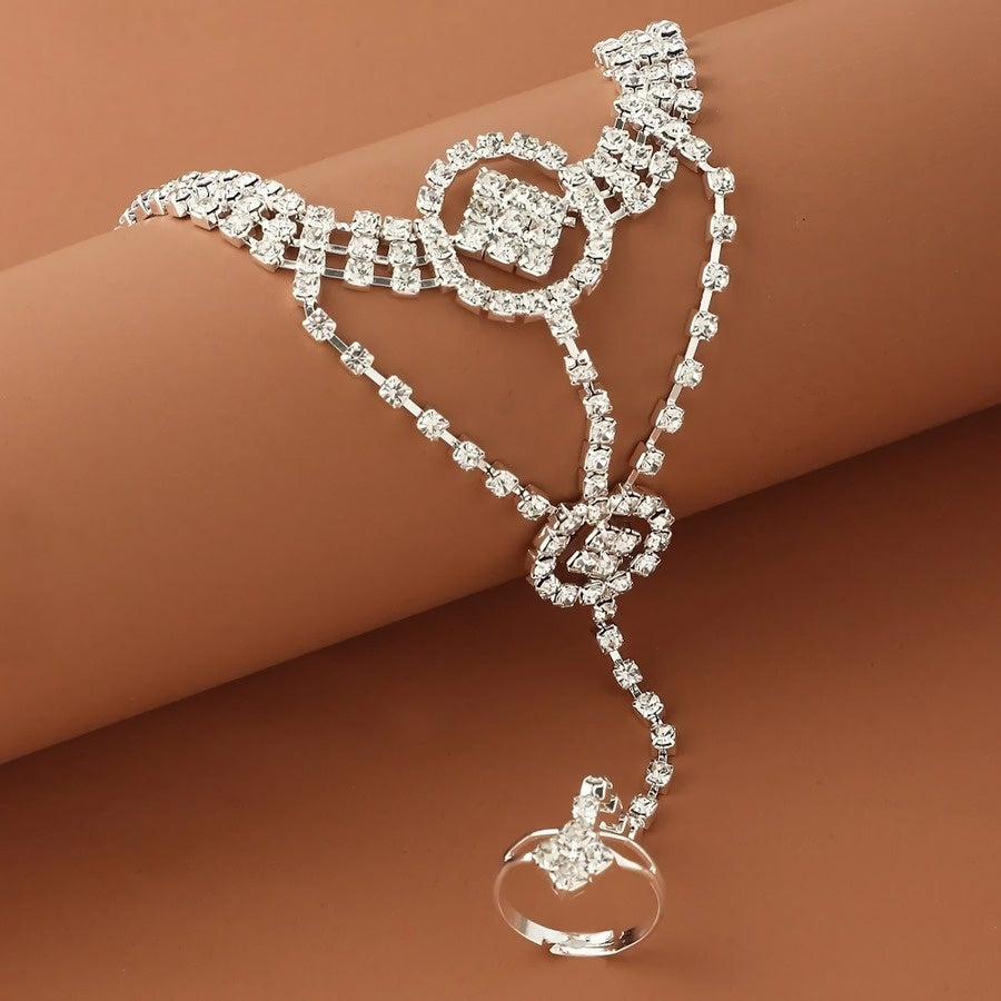 Zilveren Strass Handsieraad met Cutouts