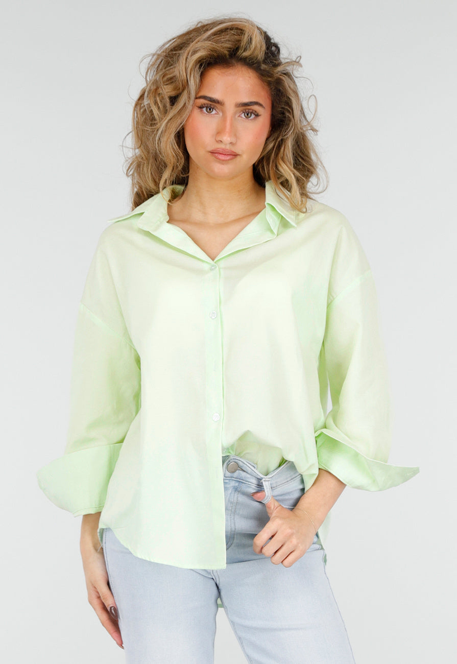 Mintgroene Blouse met Knoopsluiting