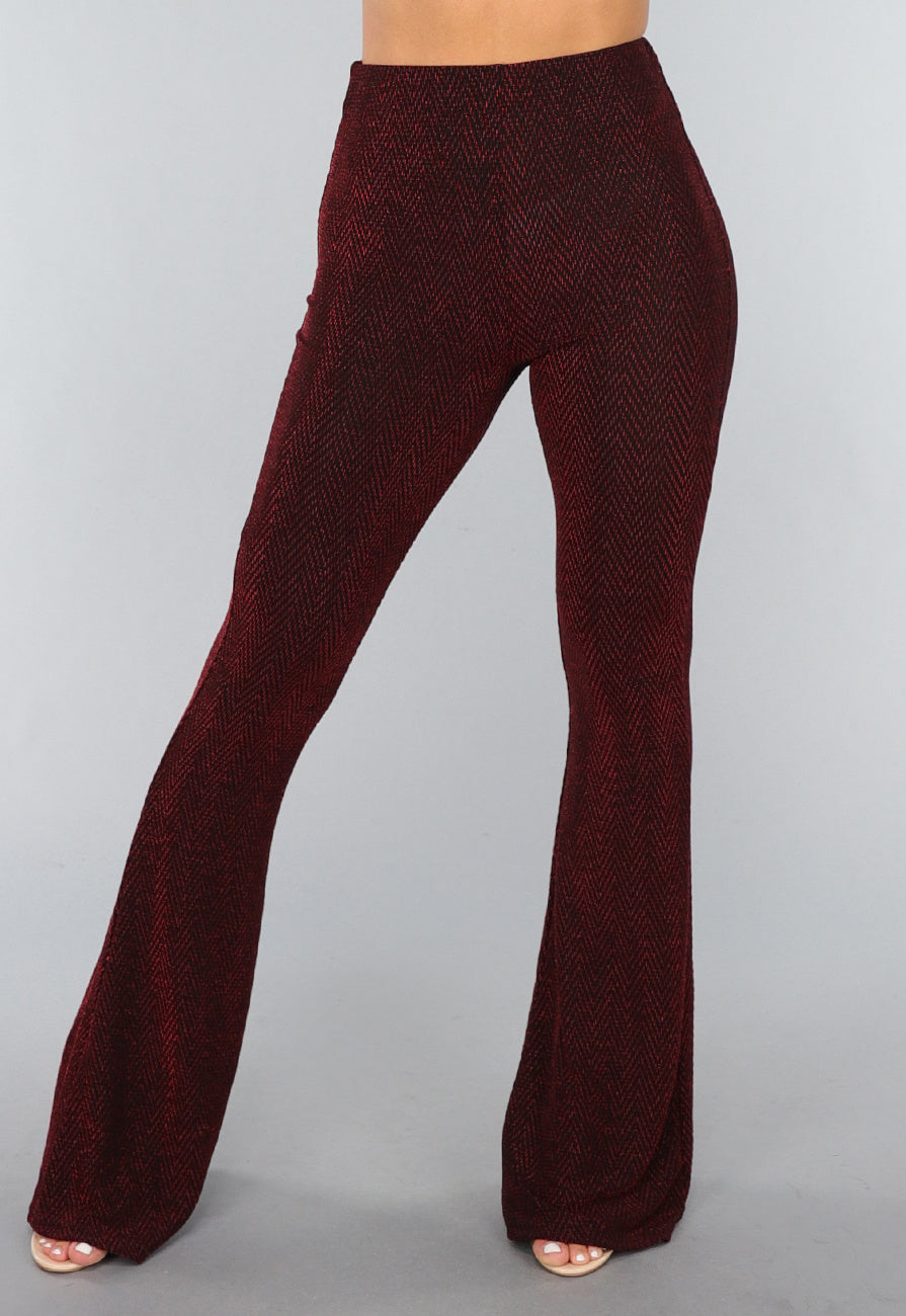 Stretchy Tall Flared Broek met Rode Glitter