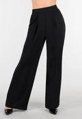Petite High Waist Zwarte Linnen Look Broek met Tailleband
