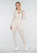 Beige Sportset met Cargolegging en Rits Top Dames