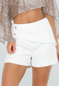 Witte Short met Gouden Knopen en Overslag