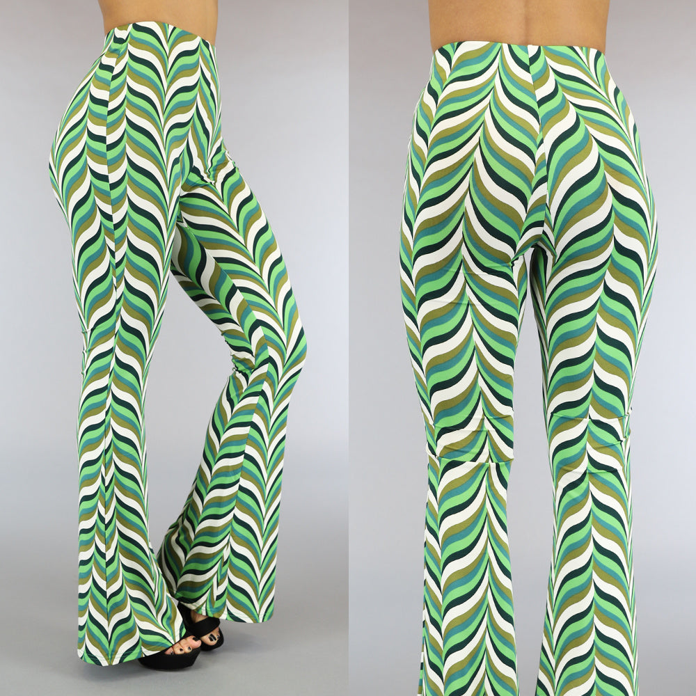 Groene Retro Tall Broek met Flair Pijpen