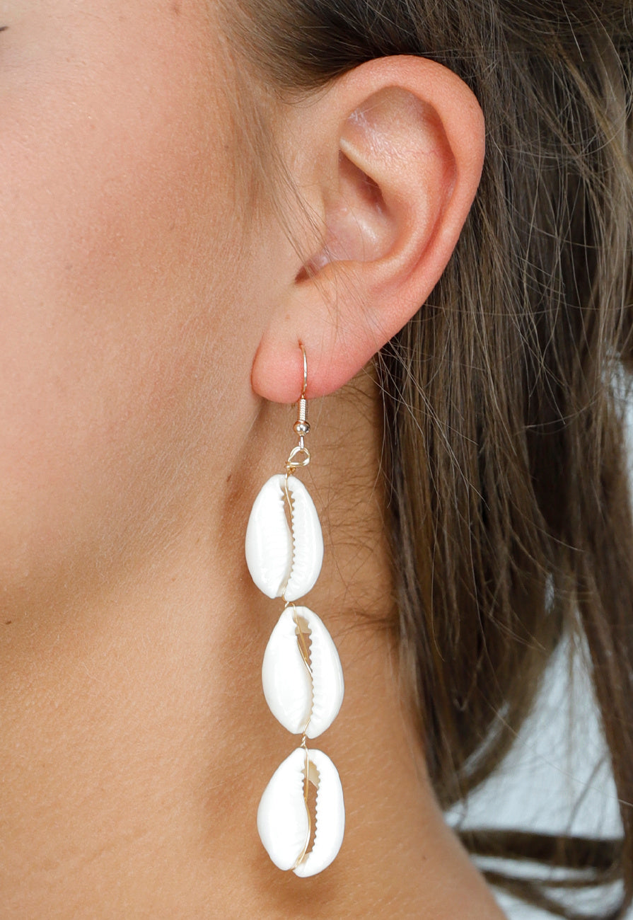 Oorhangers met Drie Witte Kauri Schelpjes