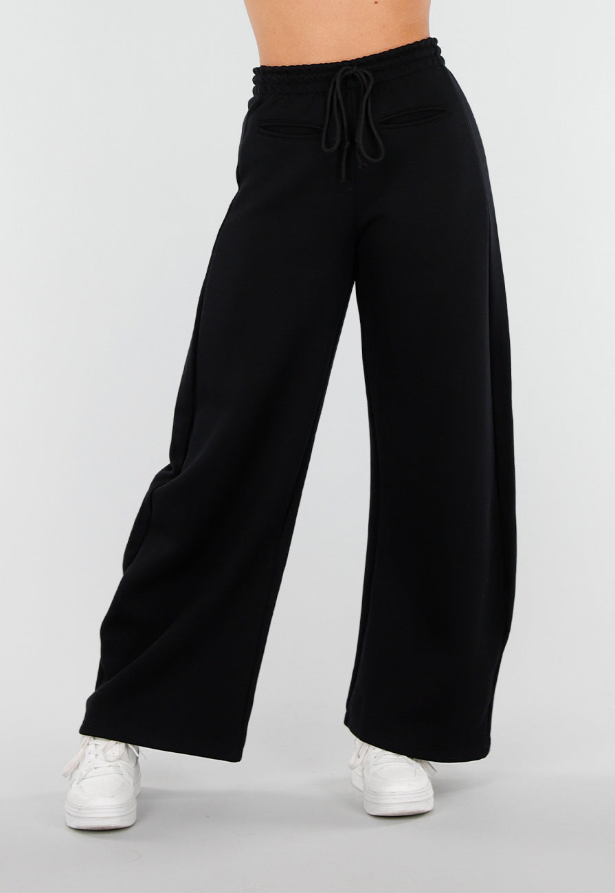 Zwarte Barrel Fleece Joggingbroek met Stretch