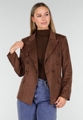 Bruine Stretch Suede Double Breasted Blazer