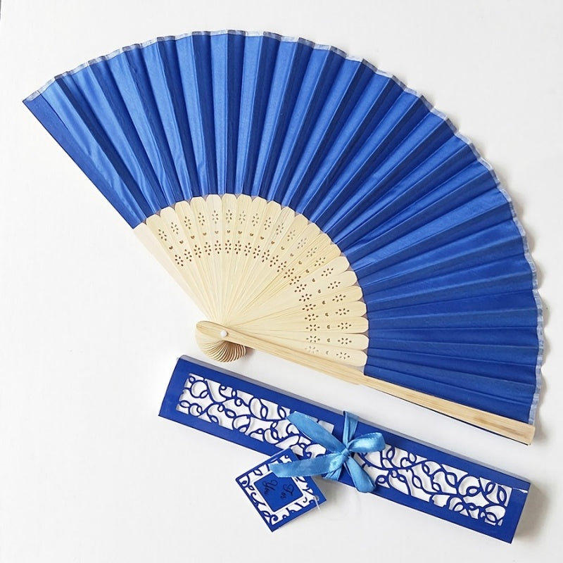 Zijden Bamboe Waaier Royal Blauw