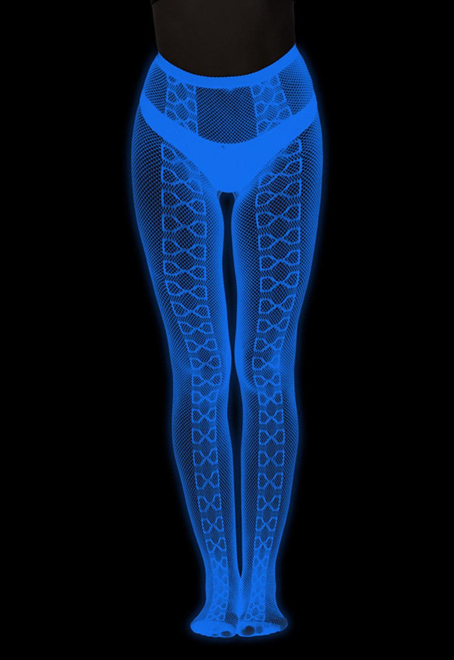 Glow in the Dark Panty met Visnetstructuur en Verticale Strikpatronen
