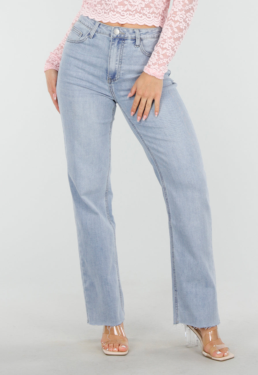 Redial Jeans Lichtblauwe High Waist Straight Leg Jeans
