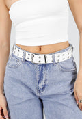 Witte Riem met Metalen Oogjes en Gesp