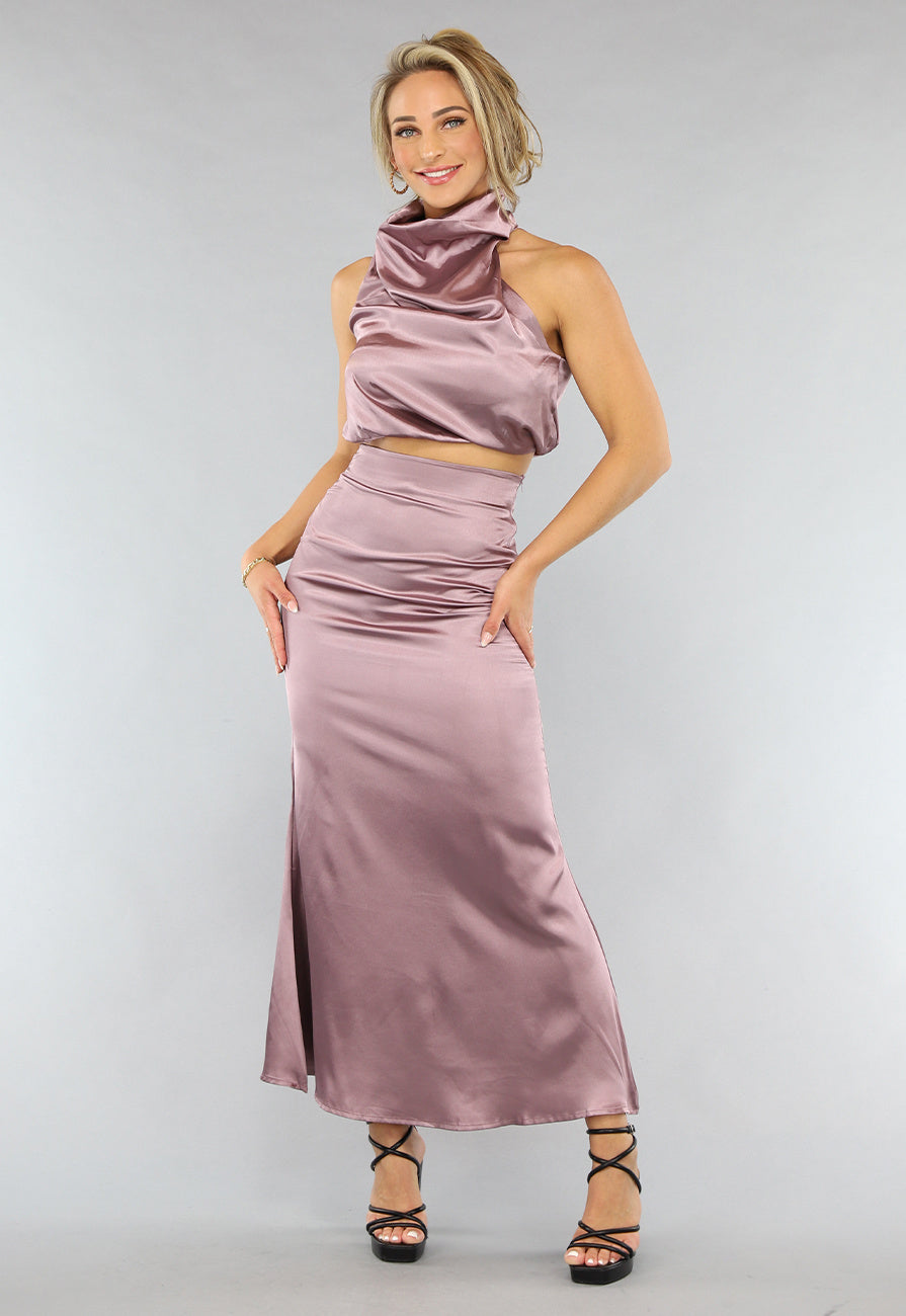 Satijnen Blush Roze Two Piece