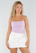 Lila Stretch Top met Pads en Spaghettibandjes