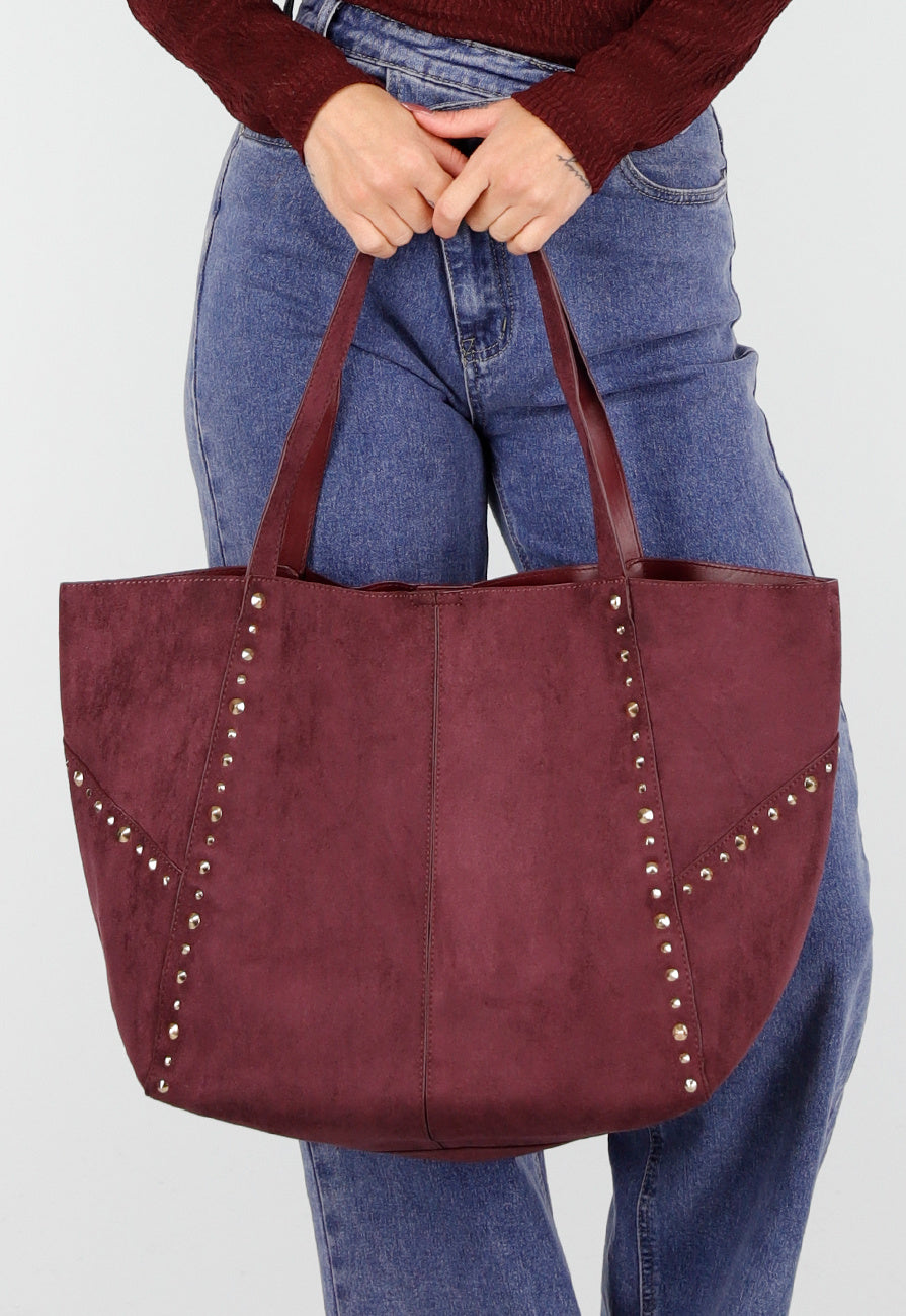Tote Tas met Studs en Bijpassende Binnenpouch