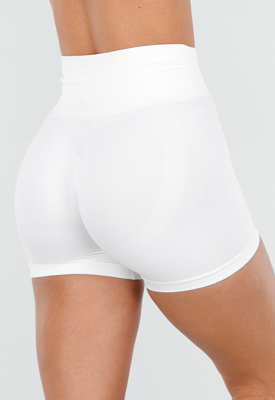 Witte High Waist Sport Short met Stretch