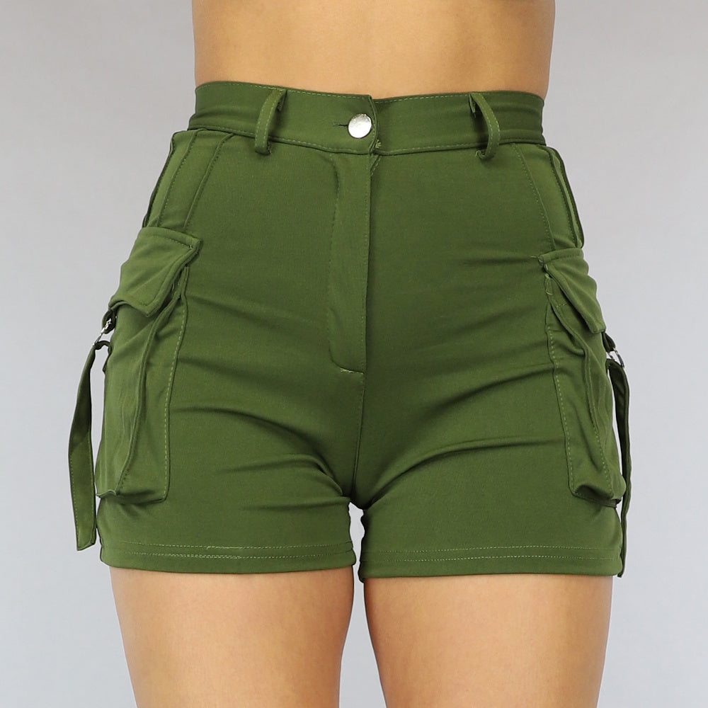 Elastische Cargo Short met Zilveren Details