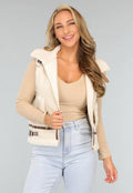Beige Gilet met Teddy Voering en Gesp Details